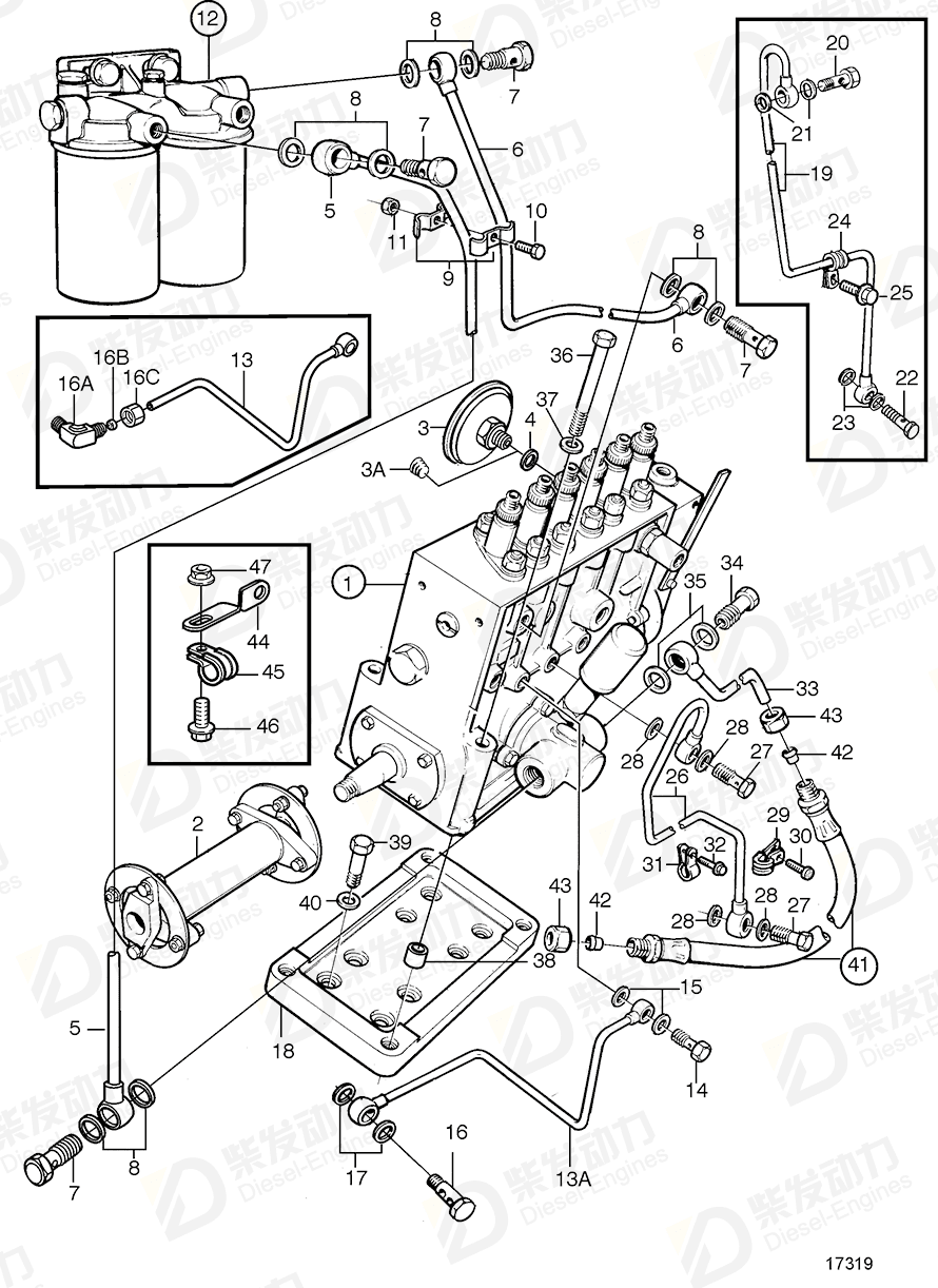 VOLVO Oil return pipe 3826927 Drawing VOLVO Oil return pipe 3826927 Drawing